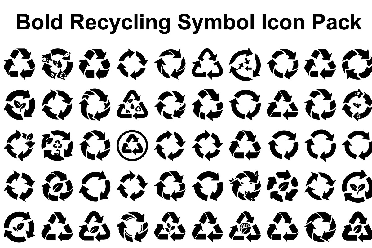 Bold Recycling Icon Pack, an Illustration by hafijul (Photo 1 of 14)