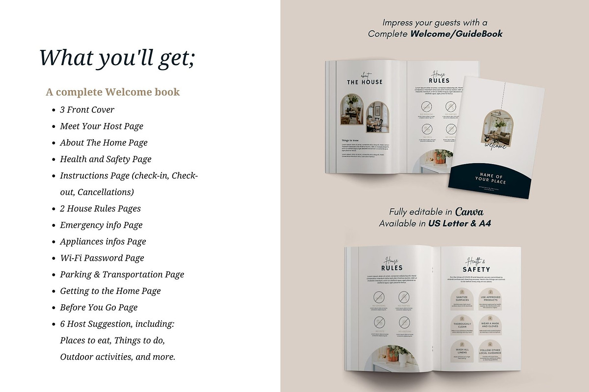 Airbnb Welcome Book Template, a Templates & Theme by The Classy Prints Co (Photo 3 of 9)