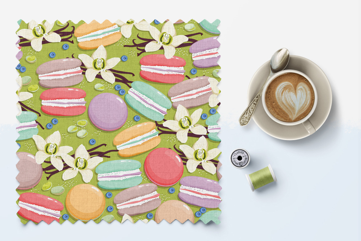 Macaron and Vanilla flowers, a Pattern Graphic by Yummy (Photo 6 of 7)