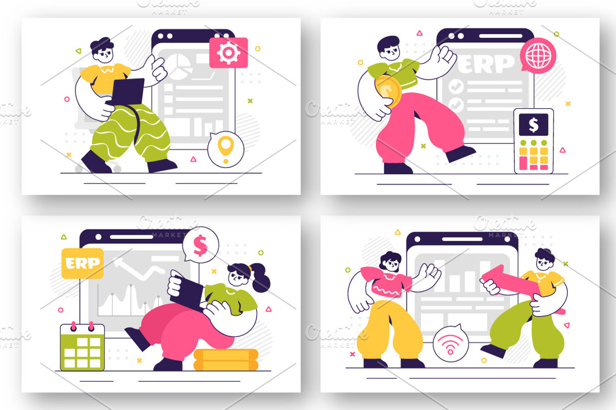 10 ERP Software System Illustration, a Technology Illustration by denayunebgt (Photo 3 of 4)