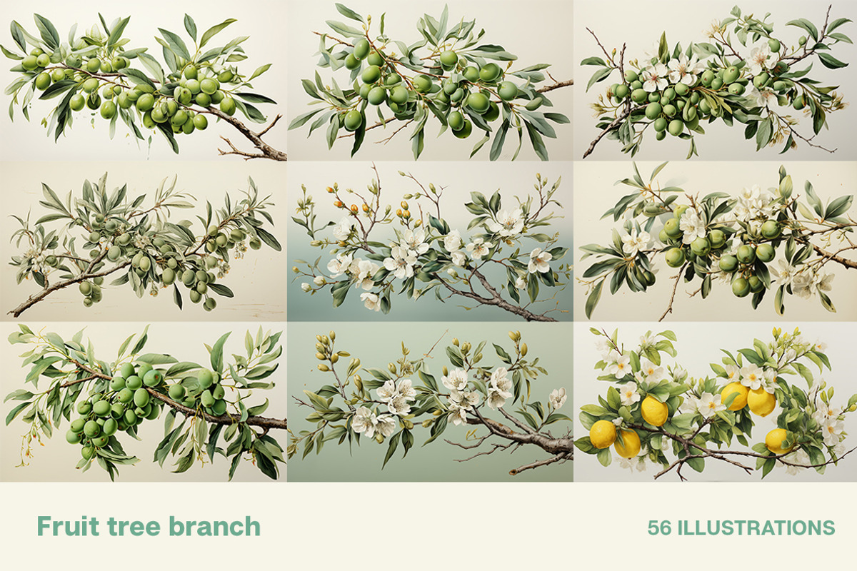 Fruit tree branch. Collection, a Food Illustration by Handmadefont (Photo 12 of 12)