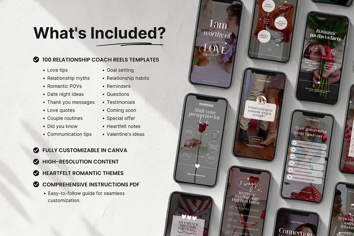 100 Romantic Instagram Reels, a Social Media Template by DigiPax (Photo 2 of 10)