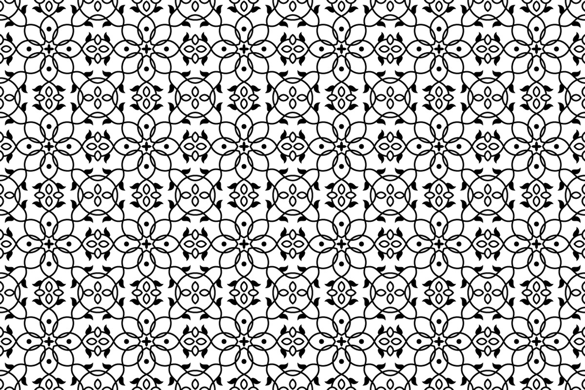 Arabesque Floral Line Pattern, a Pattern Graphic by Mightyfire