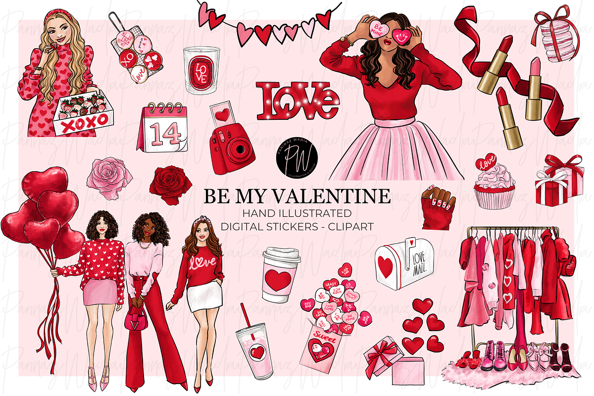 Valentine Clipart bundle png, a Person Illustration by Parinaz Wadia Design (Photo 1 of 10)