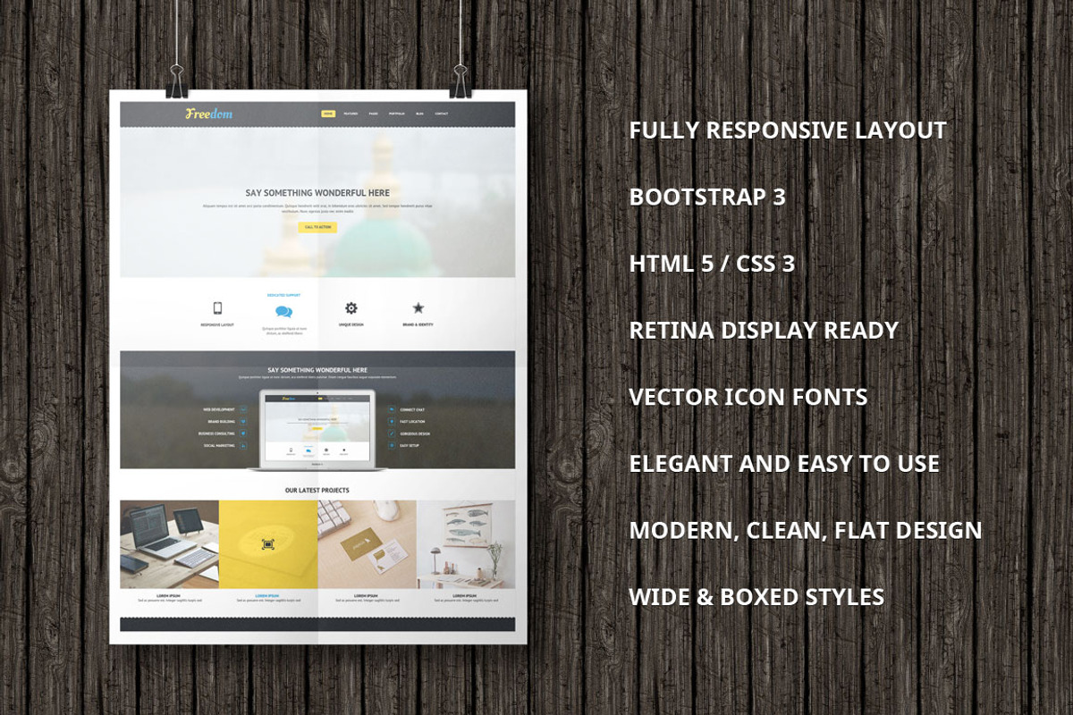 Freedom Bootstrap  Template, a Bootstrap Template by IceTemplates (Photo 1 of 4)
