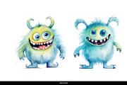 Cute Blue Green Monster Clipart PNG, a Decorative Illustration by illuztrate (Thumbnail 4 of 6)