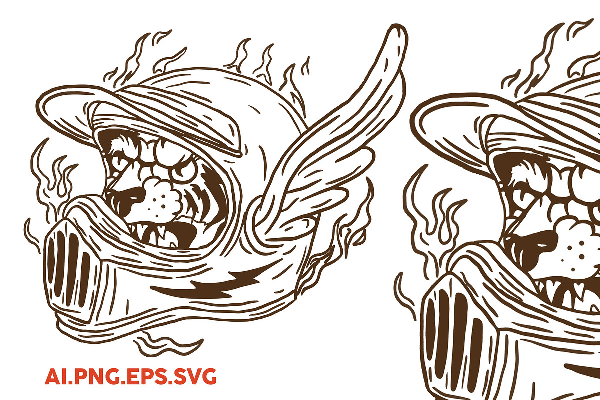 Tiger Helmet, an Object Illustration by kalehstudio