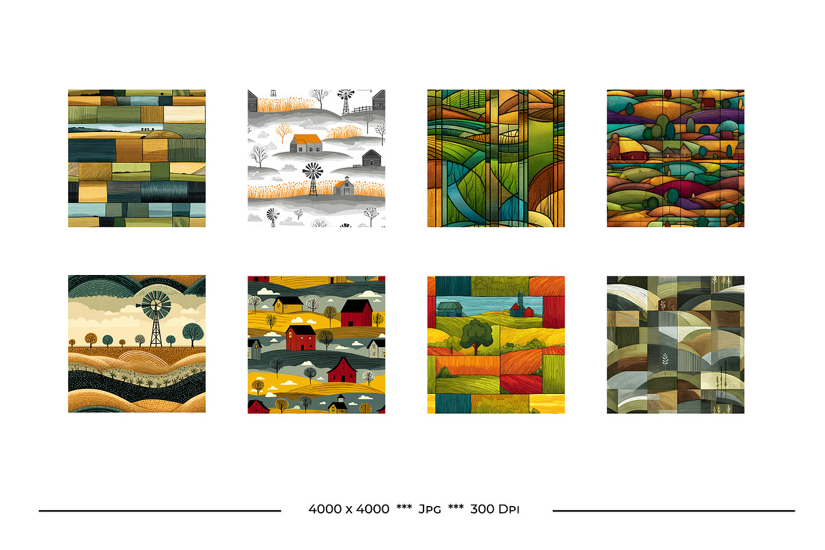On The Farm Retro Art Style Patterns, a Pattern Graphic by karenfoleyphoto (Photo 11 of 18)