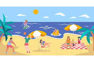 People beach vacations. Young adults, an Illustration by LadadikArt