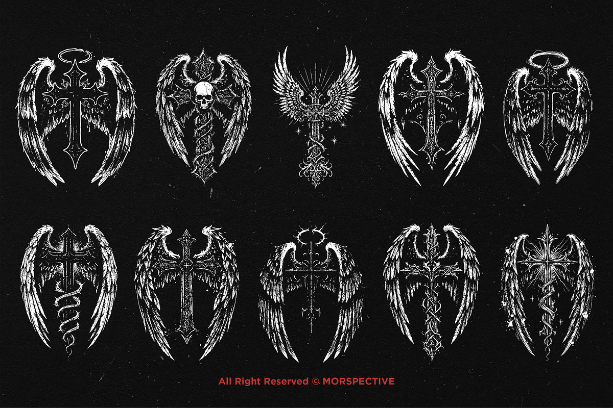 10 Bundle Dark Art Cross Wing Angel, an Illustration by Morspective (Photo 6 of 7)
