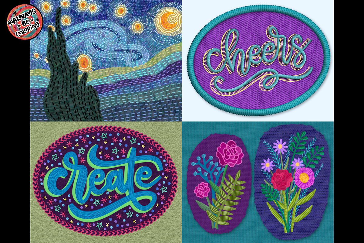 Procreate Stitch Embroidery BrushSet, a Brush Add-On by AlwaysBeColoring (Photo 2 of 13)