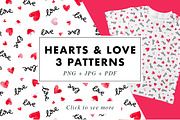 3 Hearts & Love lettering patterns, a Pattern Graphic by Heartmade by Claudia (Thumbnail 1 of 3)
