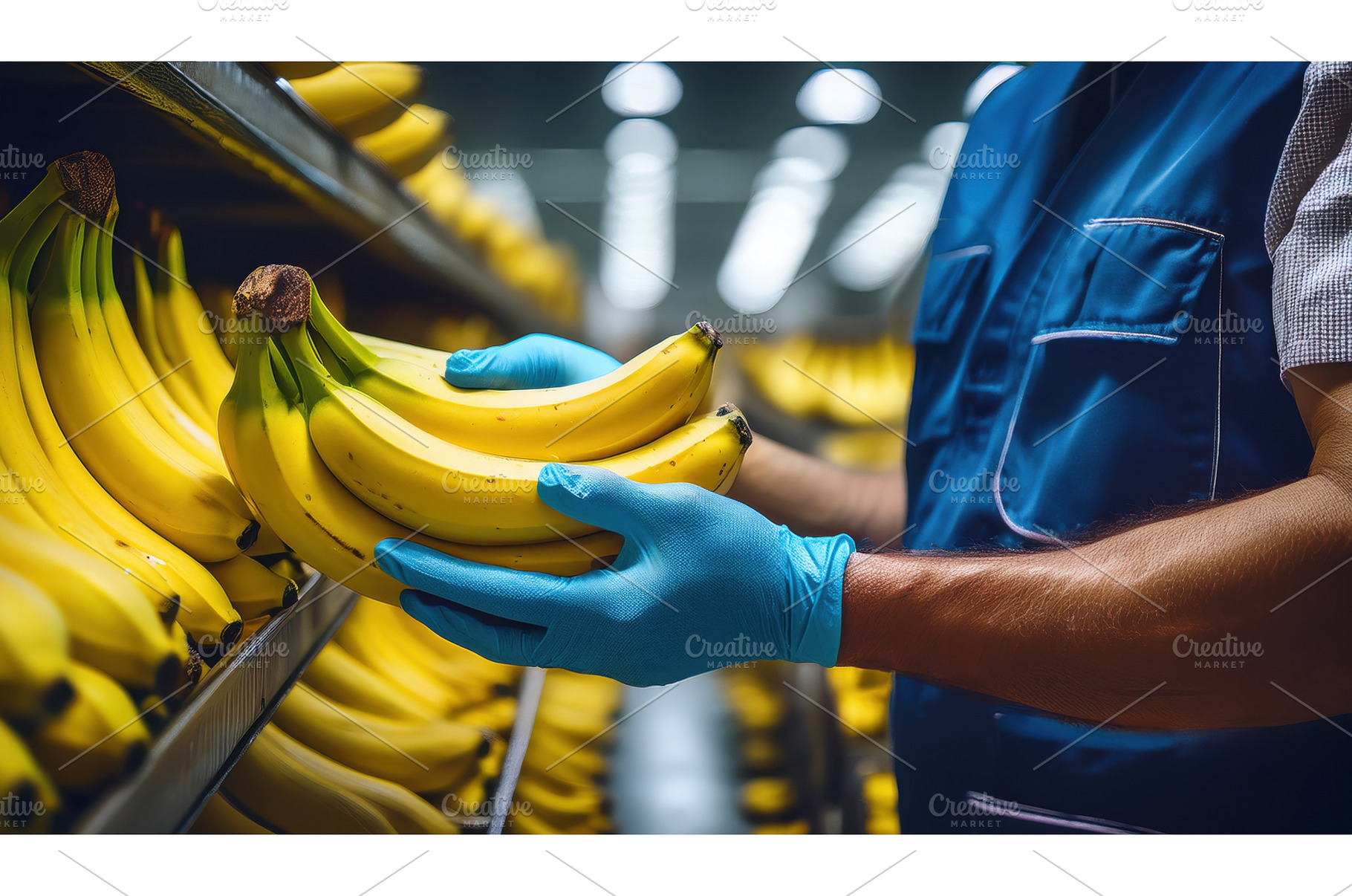 A worker wearing gloves handling, a Food & Drink Photo by Igor Tichonow