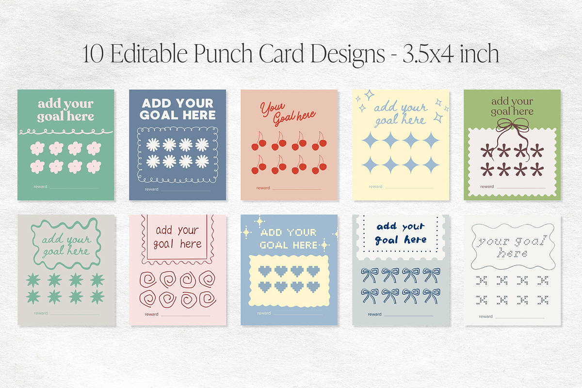 Goal Habit Tracking Punch Cards, a Card Template by Tabitha Emma (Photo 2 of 6)