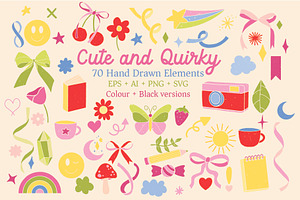 Cute & Quirky Retro Linocut Clipart