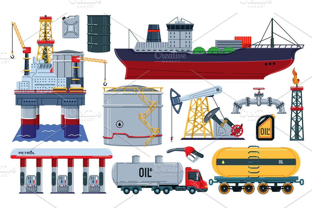 Oil Industry Set, an Illustration by alexdndz