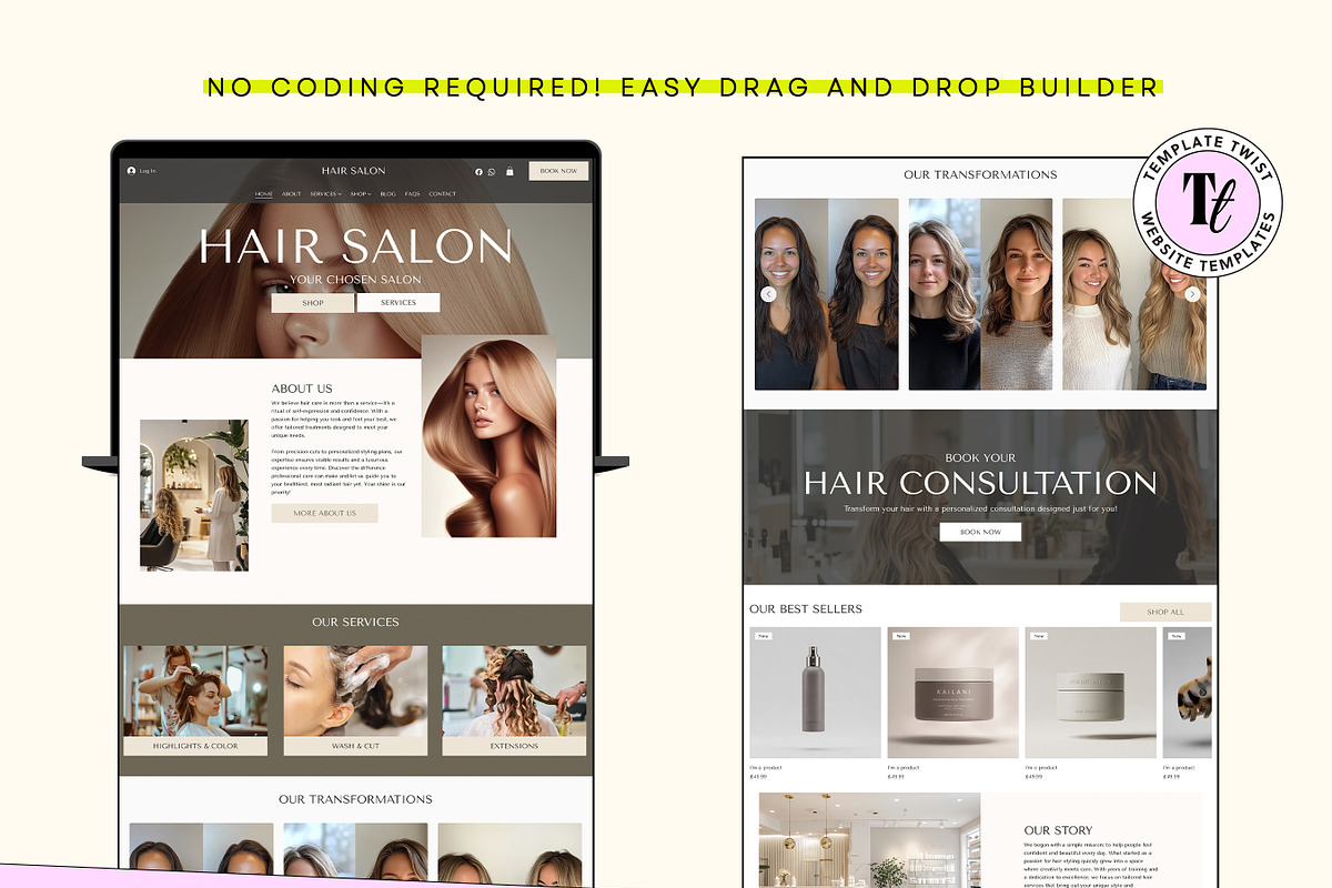 Hair Salon Wix Studio Website, a Wix Template by Template Twist Shop (Photo 7 of 9)