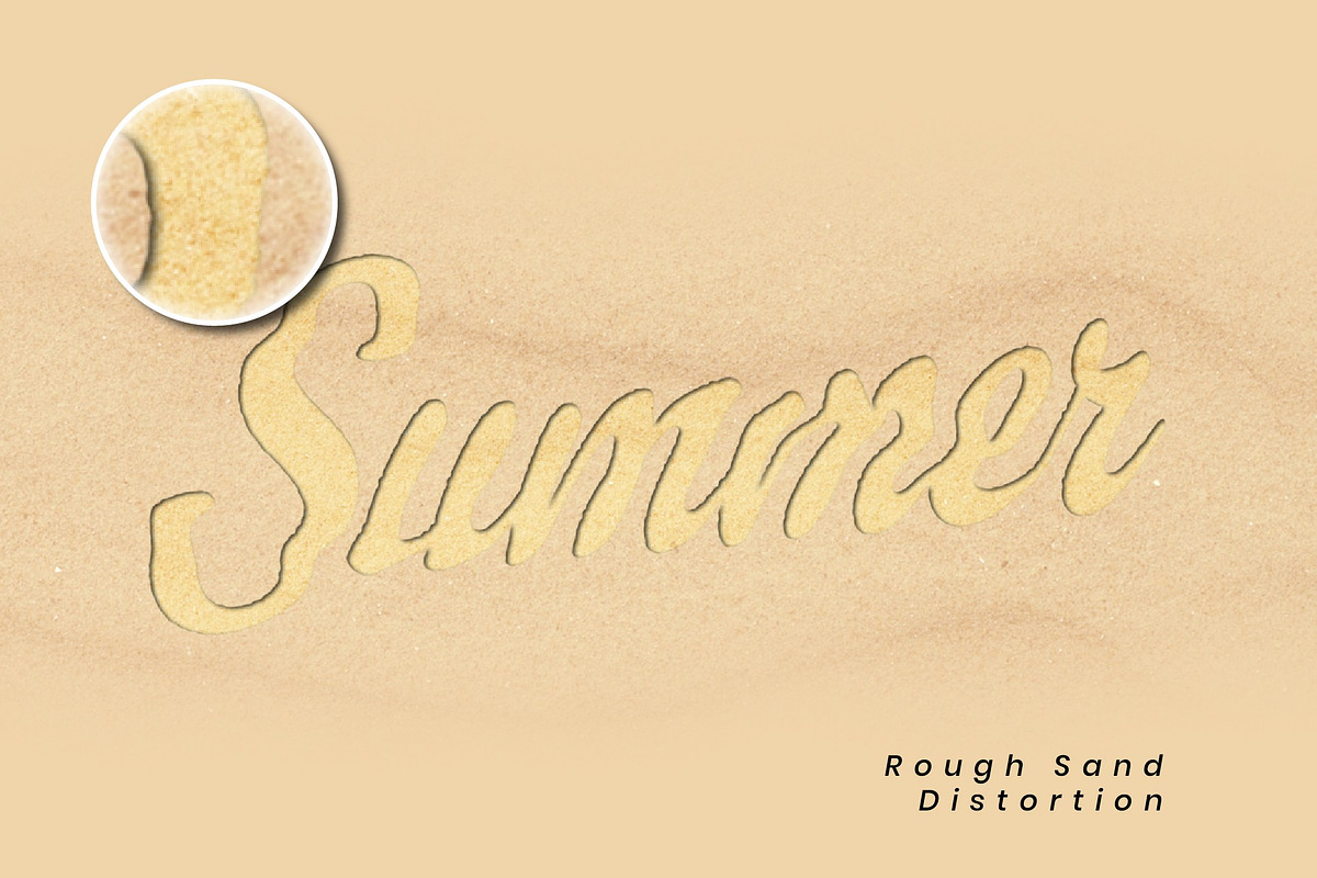 Script Sand Distortion Text Effect, a Layer Style Add-On by studiogstock (Photo 1 of 2)