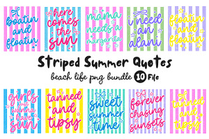Striped Summer Quotes Bundle PNG, a Seasonal Illustration by Dream Creation
