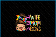 Wife Mom Boss Messy Bun Mother's Day, a Graphic by Creativeusart (Thumbnail 2 of 4)