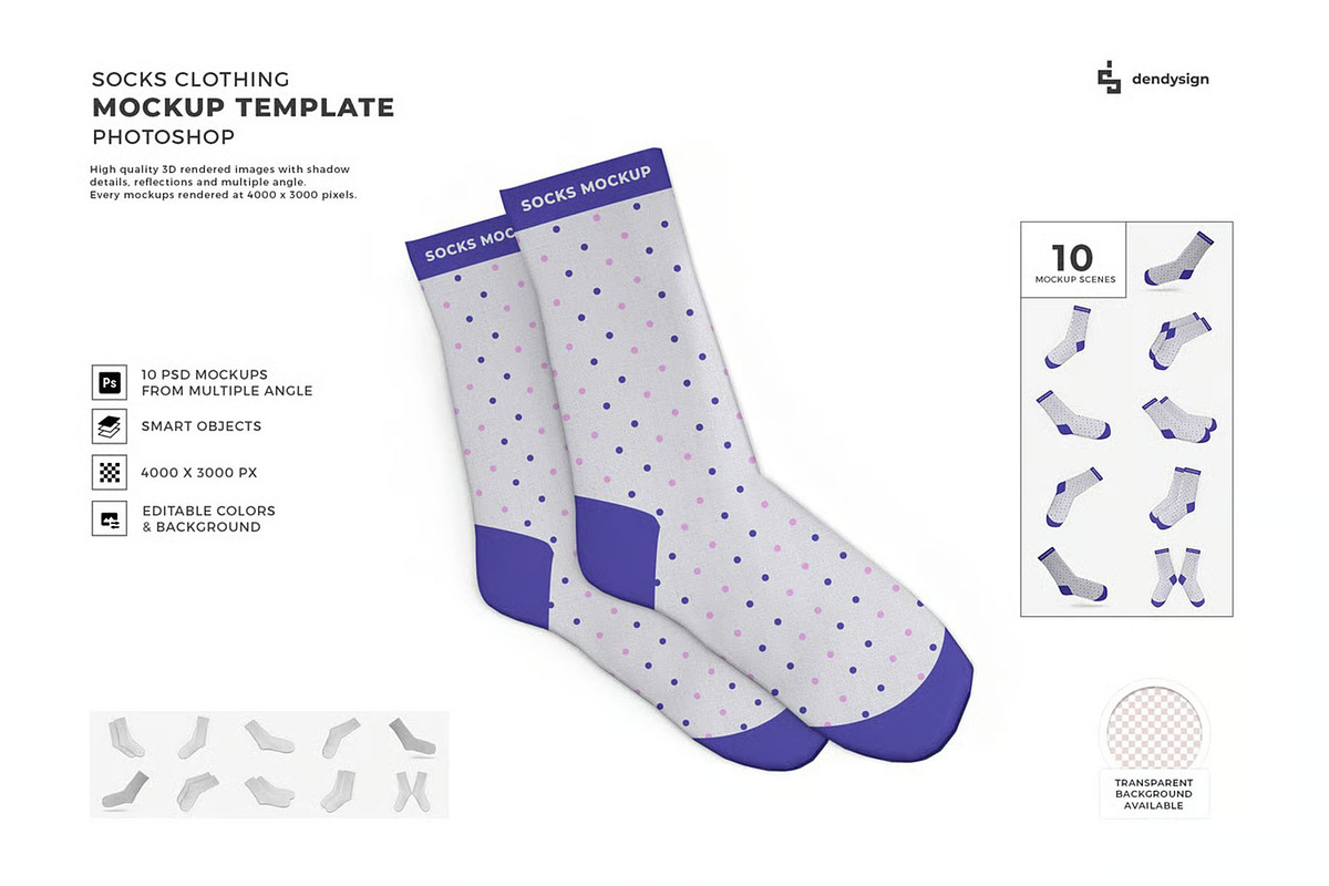 Socks Mockup Template Set, an Advertising Mockup by DesignRushMarket (Photo 1 of 11)