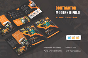 Contractor Modern - Bifold Brochure, a Brochure Template by AQR Studio