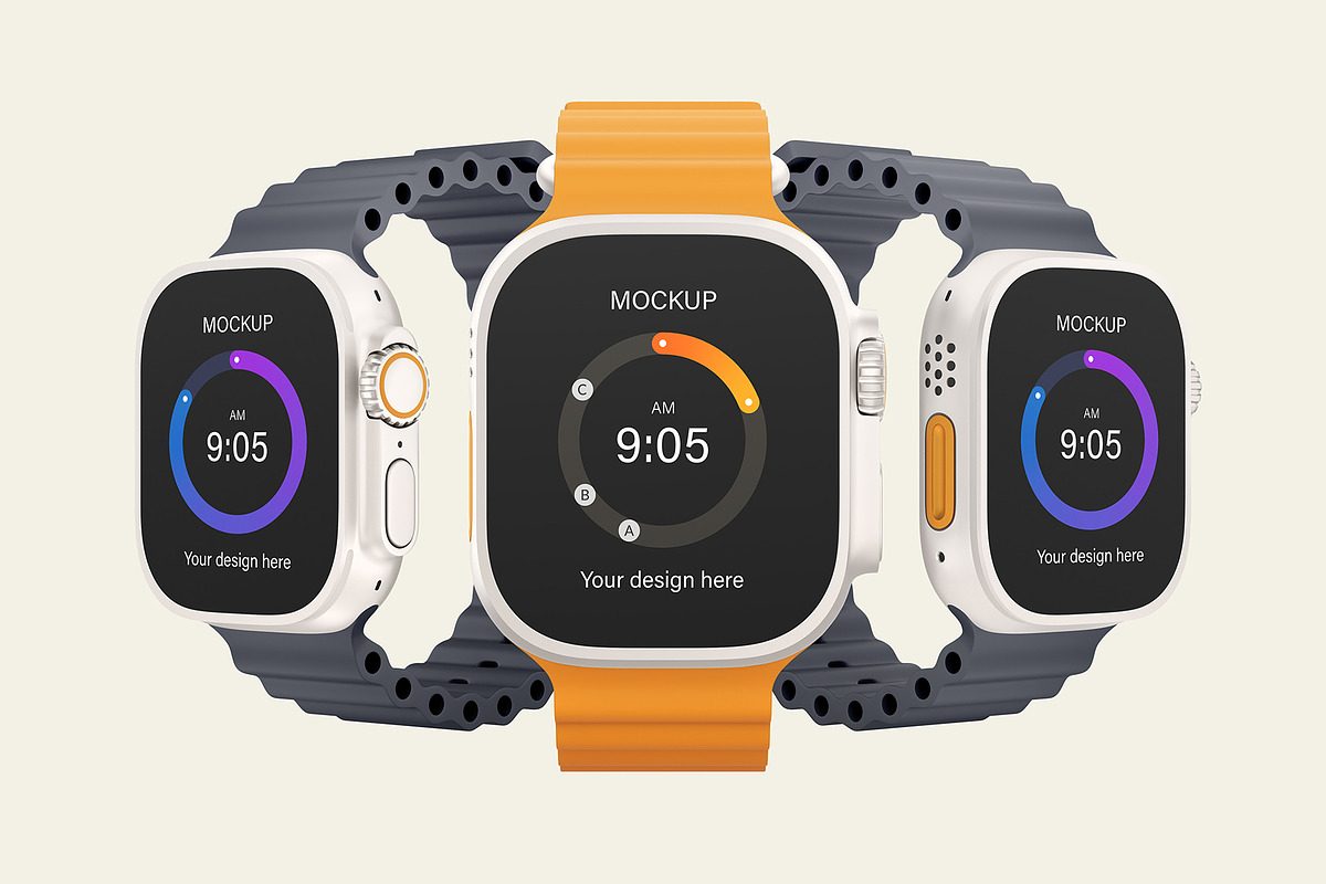 Apple Watch Ultra Mockup Set, a Wearable Device Mockup by ForgeDesign (Photo 13 of 14)