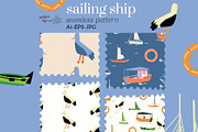 Sailing ship seamless pattern, a Pattern Graphic by lilovwishes (Thumbnail 1 of 5)