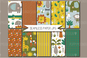 Jungle Clipart & Paper Set