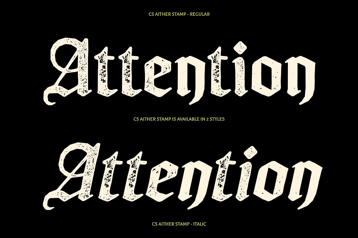 CS Aither Stamp, a Blackletter Font by Craft Supply Co. (Photo 3 of 8)