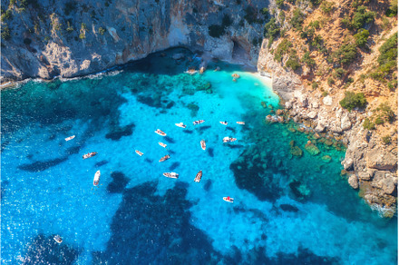 Top drone view of boats and yacths, a Nature Photo by den-belitsky