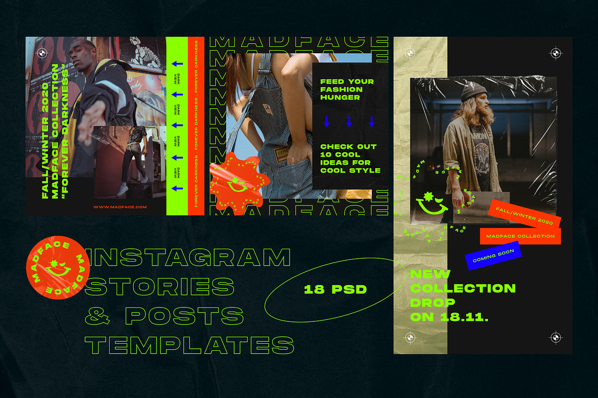Madface - Instagram Posts&Stories, a Social Media Template by Andrew Skoch Design (Photo 1 of 8)