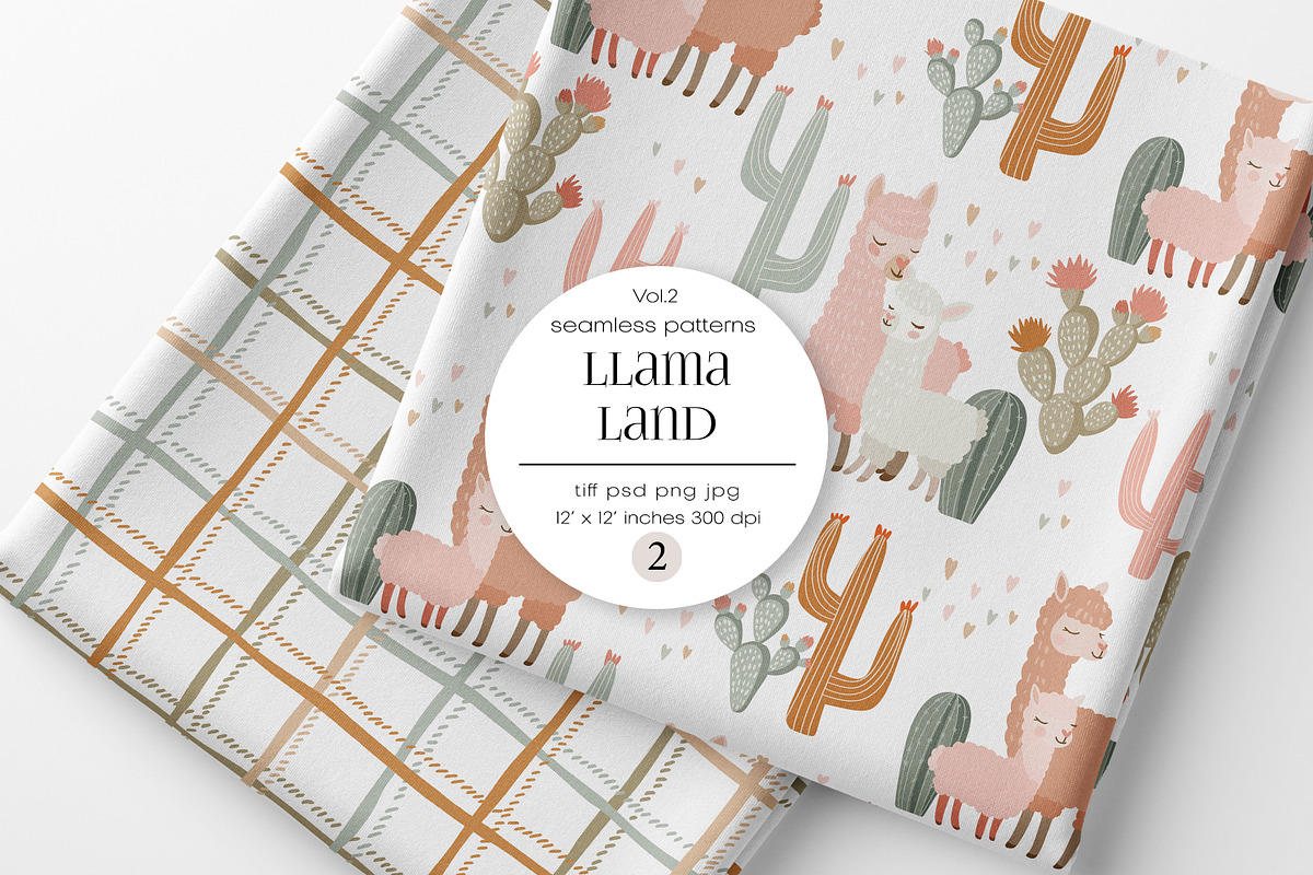 Llama Land Kids Pattern Collection, a Pattern Graphic by PROTEA Watercolor Studio (Photo 1 of 6)