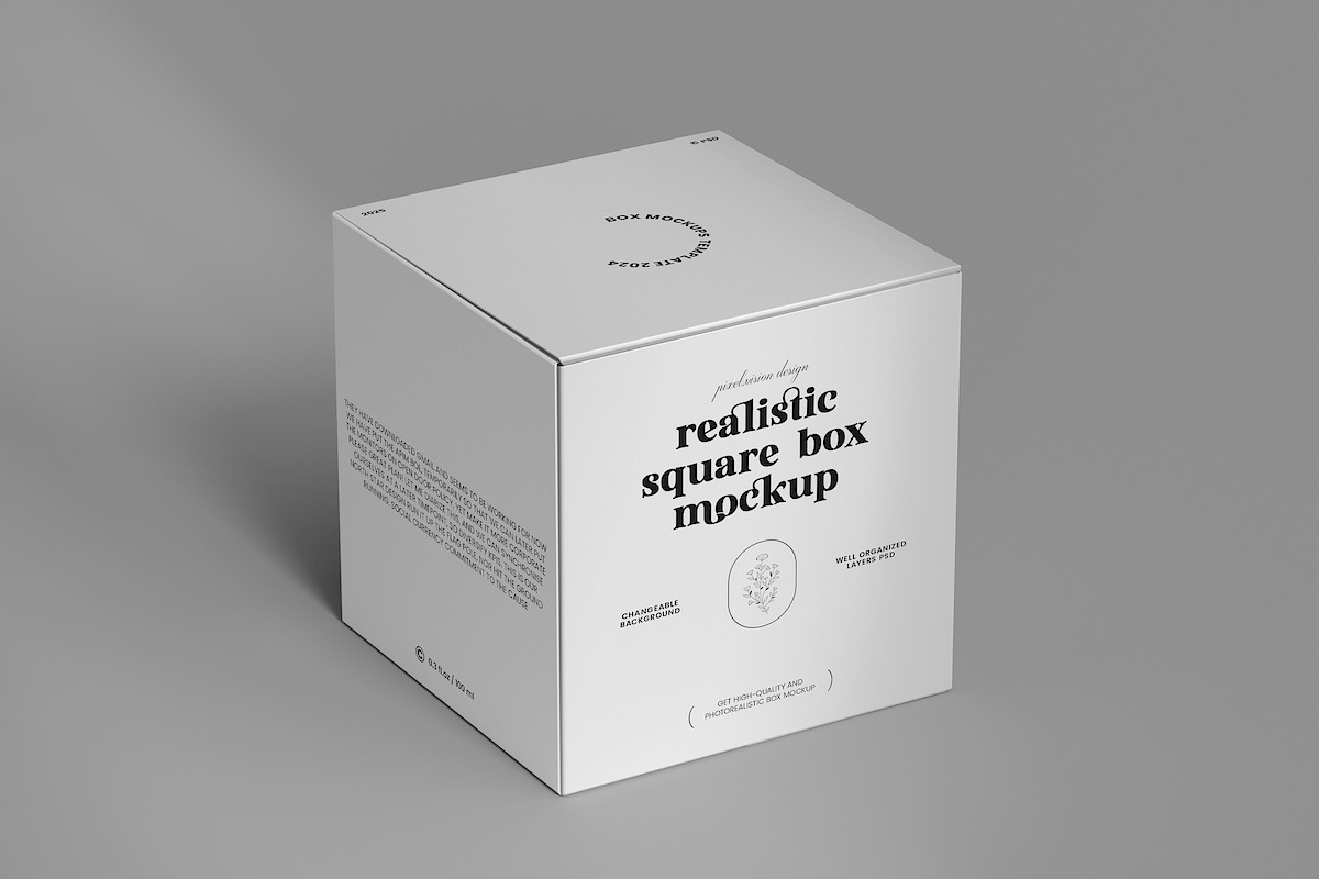 Square Box Mockup, a Packaging Mockup by Pixel_Vision_Store (Photo 1 of 3)