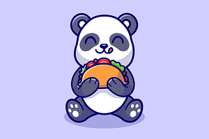 Cute Panda Eating Taco Cartoon, an Animal Illustration by Catalyst Labs