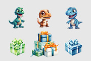 Baby Dino Party Watercolor Clipart, an Animal Illustration by Primrose Blume (Thumbnail 5 of 8)