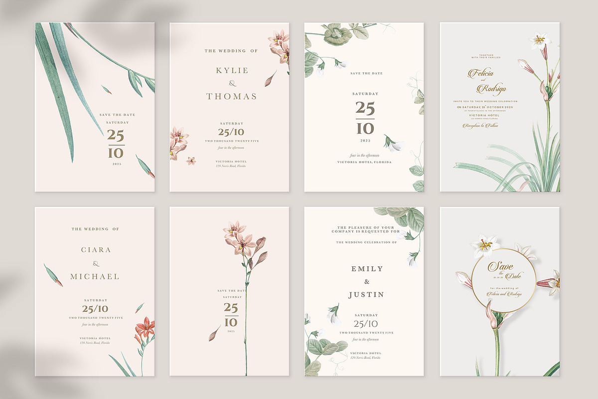 40 Minimalist Floral Wedding Cards, an Invitation Template by EvitePapery (Photo 5 of 9)