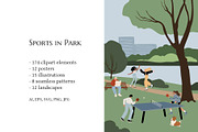 Sports in Park, People Illustration, a Sport Illustration by LyubovZaytseva (Thumbnail 2 of 20)