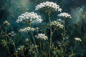 Wild White Flowers Abstract Painting, an Abstract Photo by Hamza067