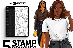 Black Woman Figure Procreate Stamps