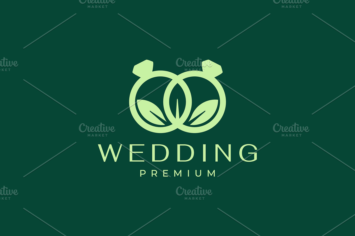 wedding rings nature leaves logo, a Branding & Logo Template by devastd