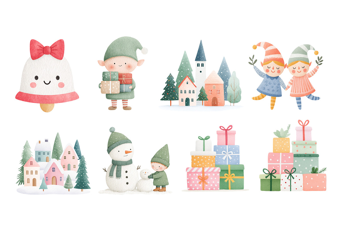 Watercolor Christmas Clipart PNG, an Illustration by Dream Creation (Photo 4 of 4)