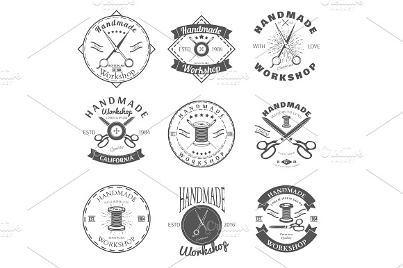 Handmade Workshop Logo Vintage Set