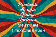 35 Acrylic Grunge Texture Brushes, a Brushes & More by Luna Y Mar (Thumbnail 1 of 6)