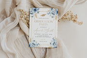 Elegant Whimsical Blue Floral Grad, an Invitation Template by MockupWizard (Thumbnail 3 of 3)