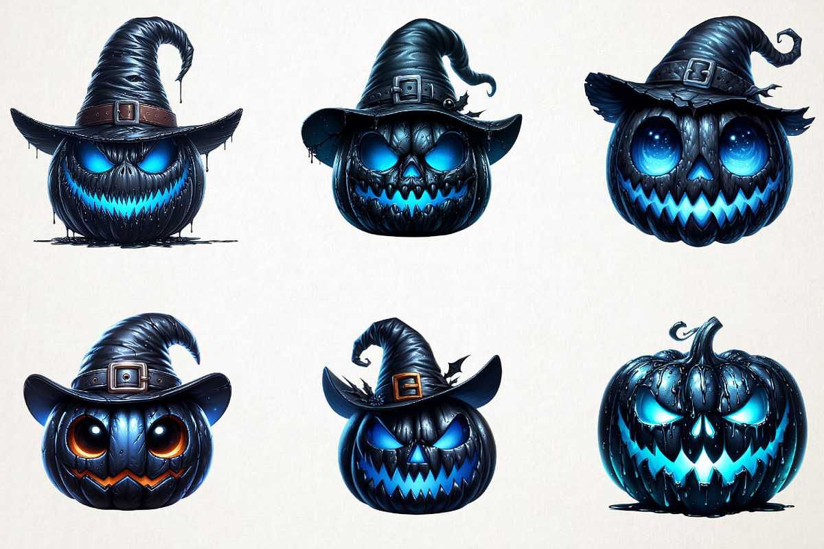 Creepy Black Halloween Pumpkin PNG, an Illustration by RobertsArt (Photo 3 of 7)