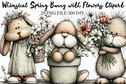 Whimsical Spring Bunny with Flowers, an Illustration by Libby Wishes (Thumbnail 1 of 5)