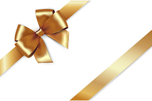 Shiny Golden Satin Ribbon. Vector