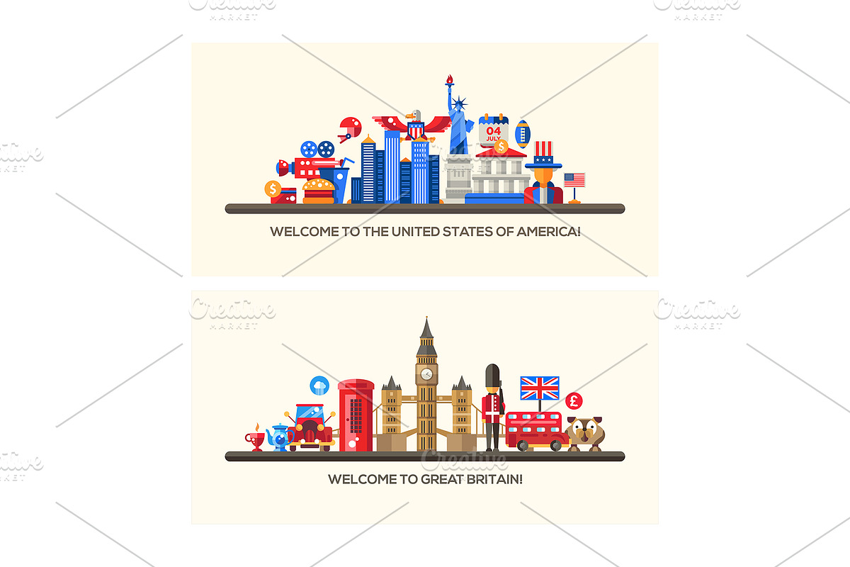 Countries Travel Banners Set, an Animal Illustration by Boyko Pictures (Photo 11 of 12)