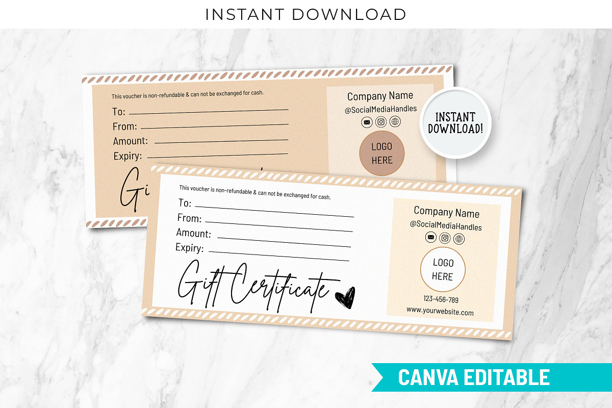 Editable Gift Card Canva Certificate, a Design Template by Snapybiz (Photo 6 of 10)